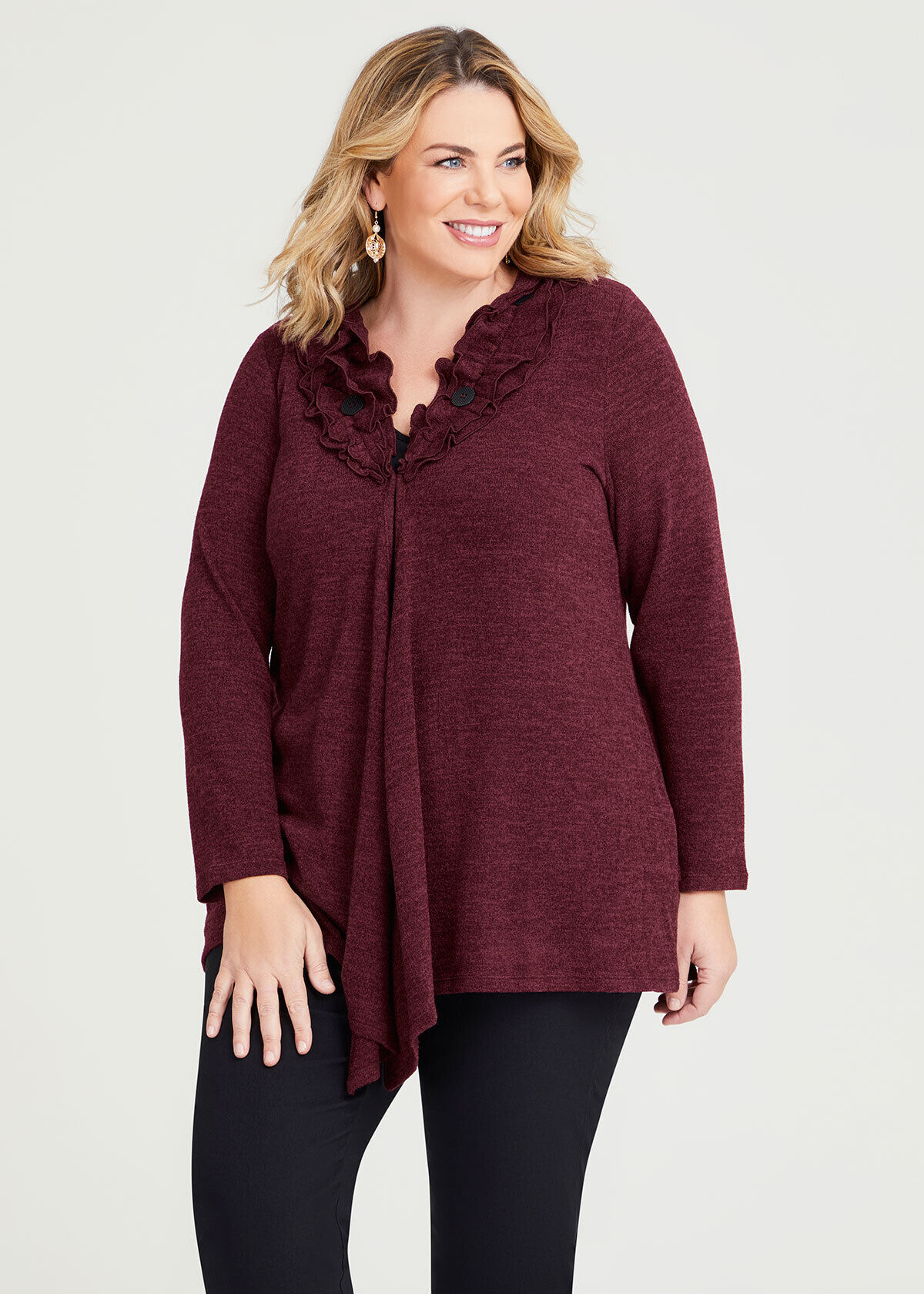 Plus size ruffle cardigan hotsell