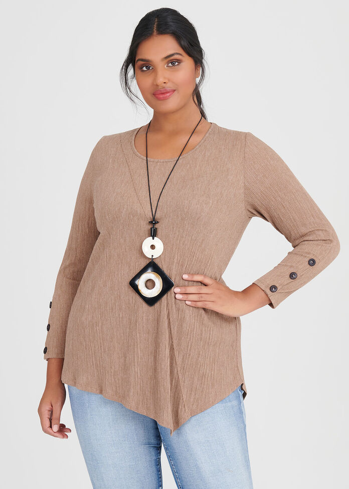 Pleated Knit Top, , hi-res