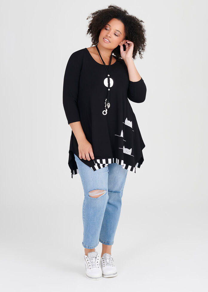 Natural Cat On The Line Tunic, , hi-res