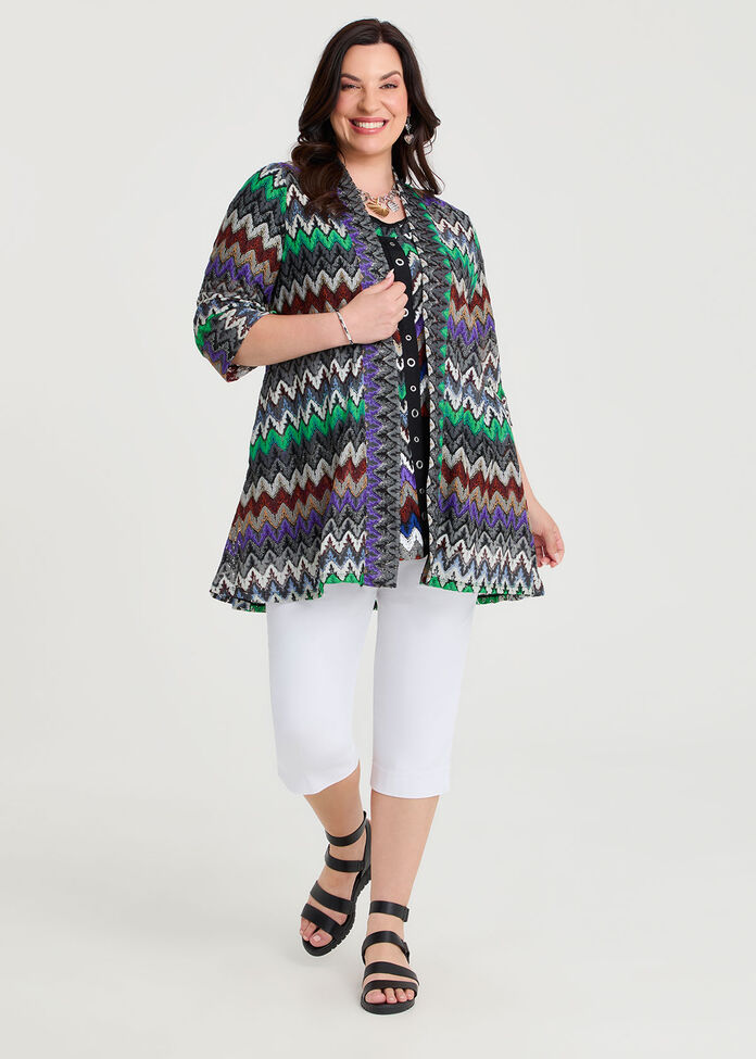 Chevron Lace Natural Spliced Tunic, BLACK/MULTI, hi-res