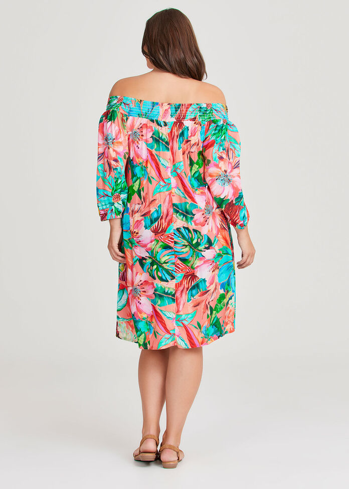Shop Plus Size Natural Painted Tropical Dress in Multi | Sizes 12-30 ...