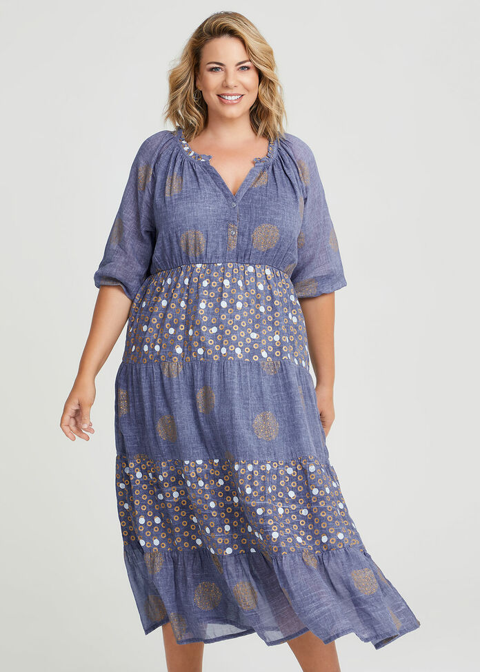 Shop Plus Size Cotton Foil Print Maxi Dress in Multi | Taking Shape AU