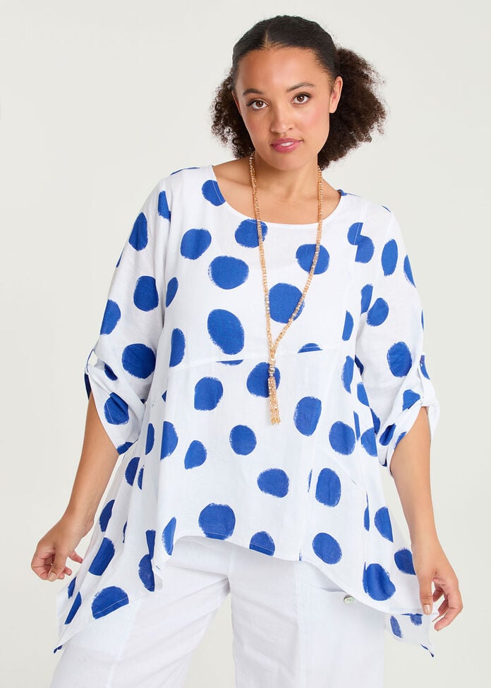 Linen Blend Hallie Spot Tunic, PRINT, hi-res