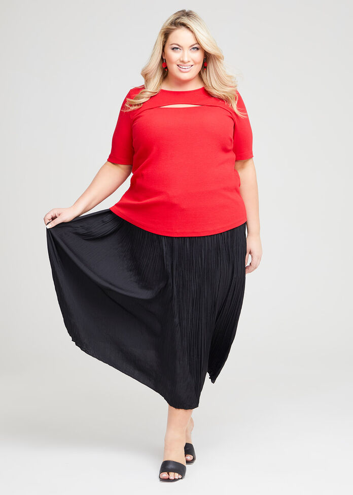 Shop Plus Size Cotton Kiara Neck Detail Top in Red | Taking Shape AU