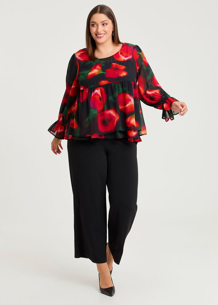 Red Rose Chiffon Top, , hi-res