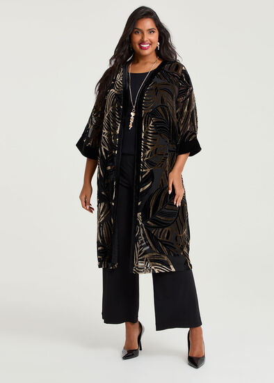 Plus Size Velvet Burnout Event Kimono