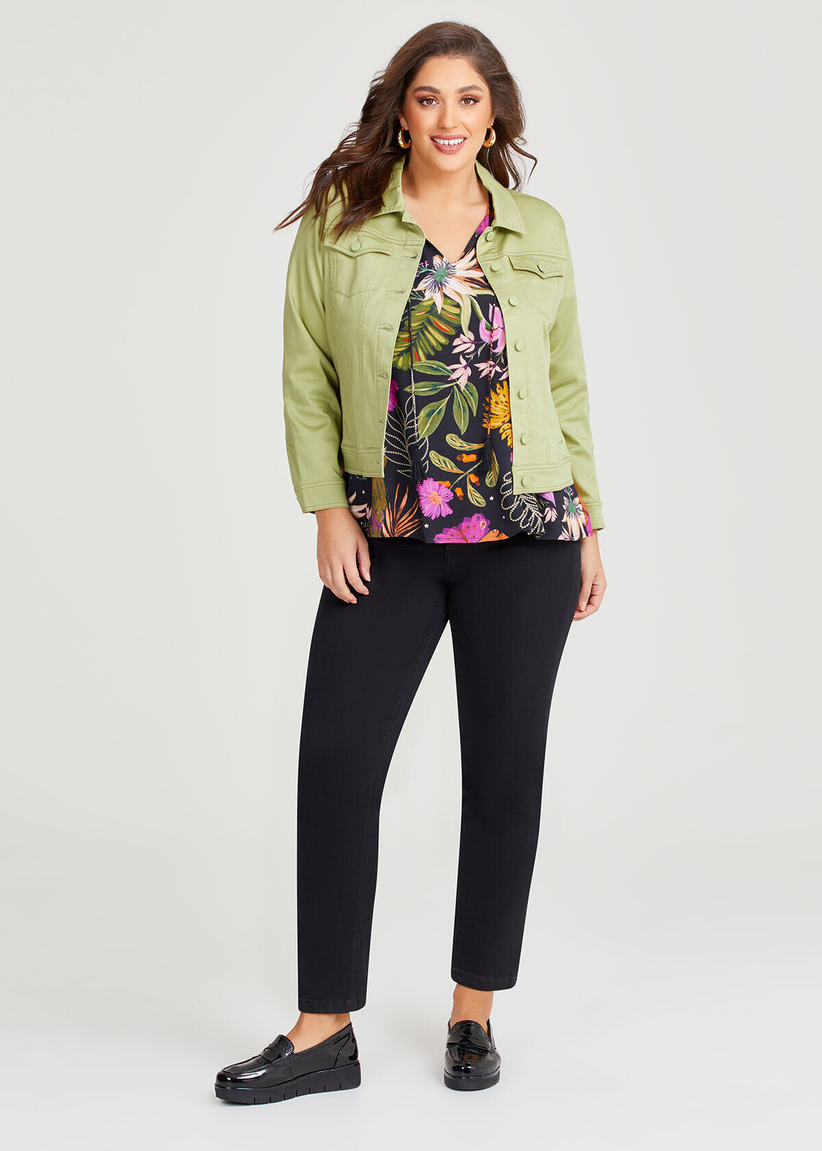 Plus size coloured denim jacket best sale