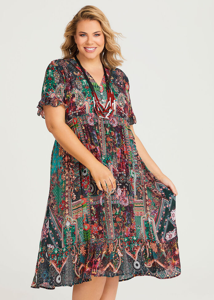 Shop Plus Size Natural Twilight Ikat Dress in Multi | Taking Shape AU