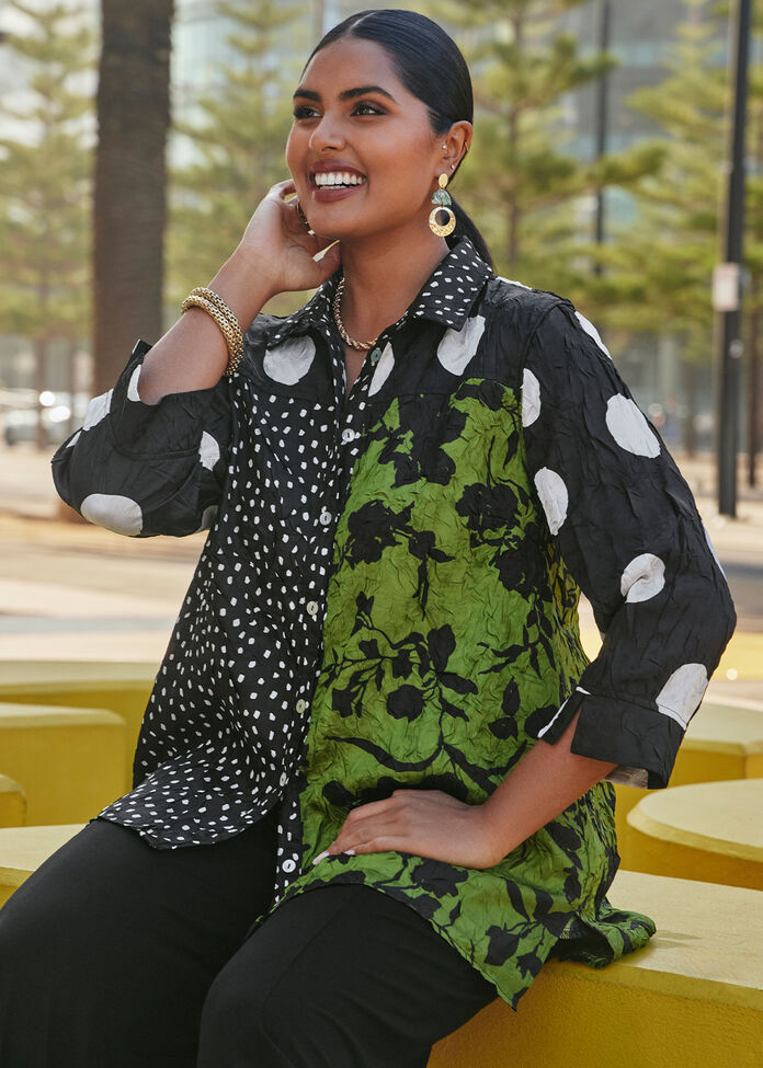 Natural Rae Patchwork Top, , hi-res