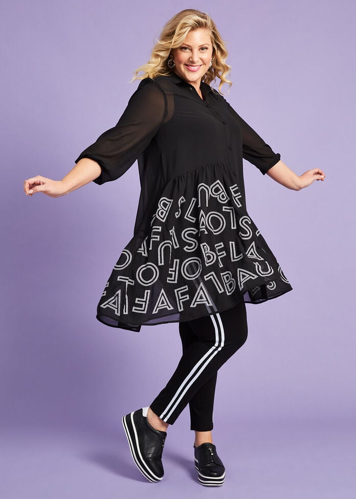 Chiffon Tier Letter Shirt, , hi-res