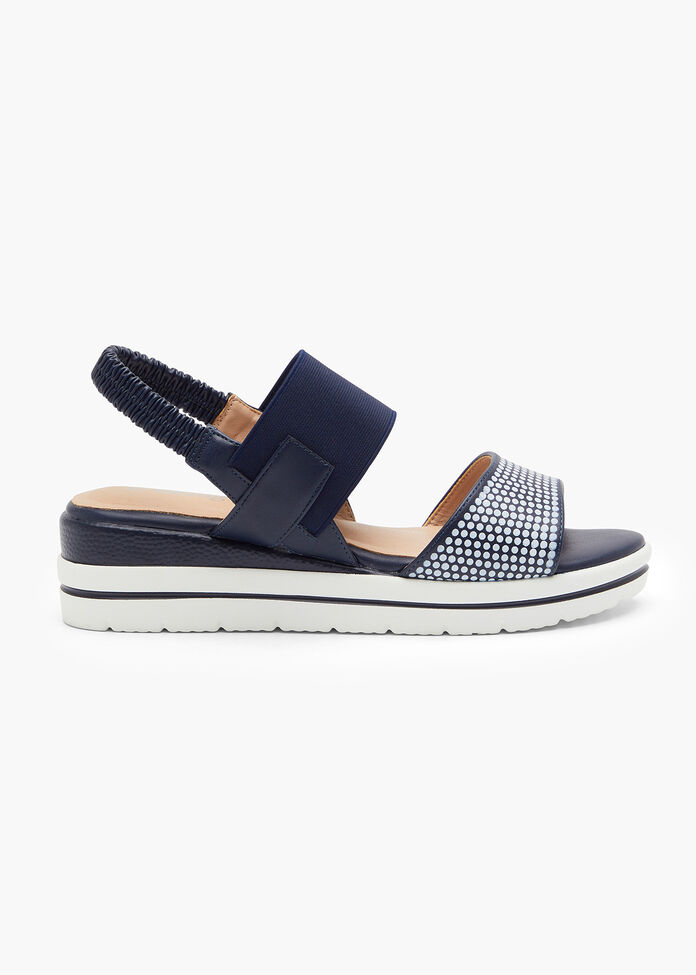 Shop Navy Spot Wedge Sandal | Comfortable Shoes | Taking Shape AU