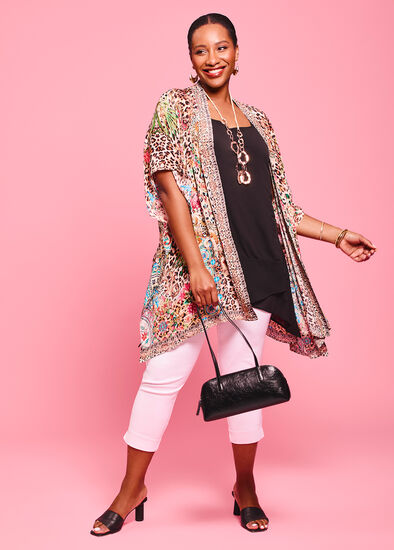 Plus Size Natural Party Kimono