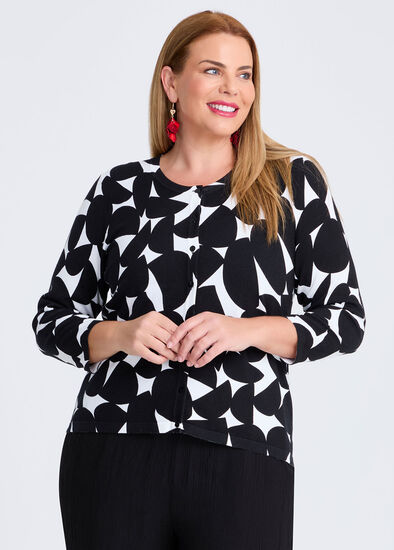 Plus Size Abstract Spot Natural Cardigan