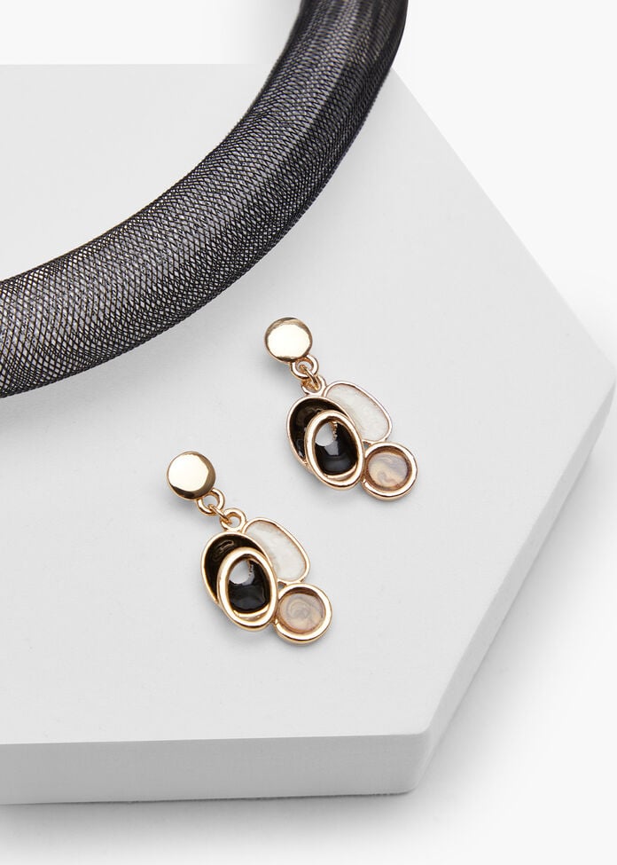 Enamel Abstract Earrings, , hi-res