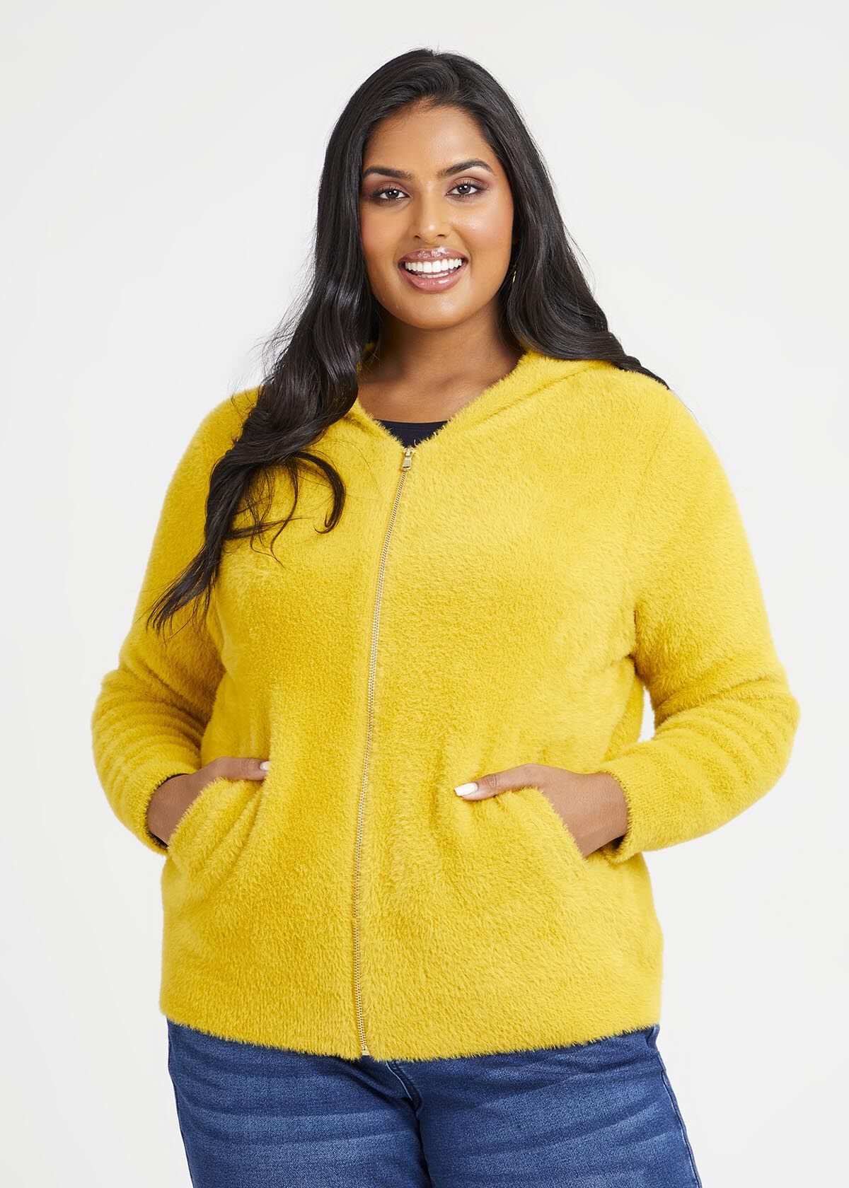 Fluffy zip up hoodie hotsell