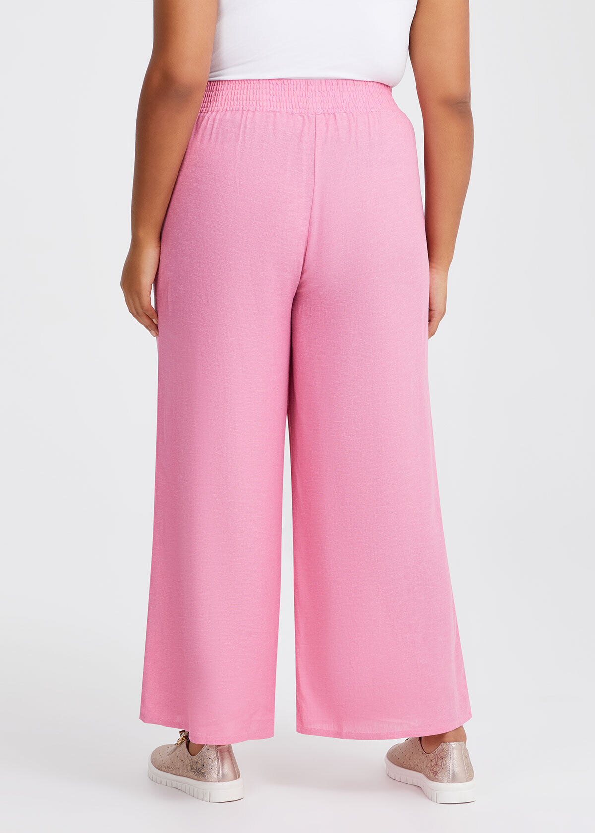 Plus Size Linen Bamboo Wide Leg Pants in Pink | Taking Shape NZ