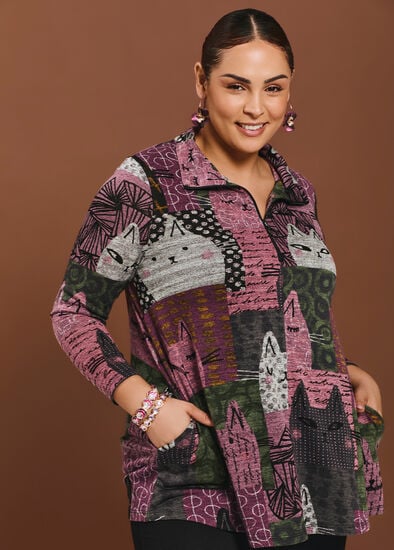 Plus Size Kiki Kat Zip Collar Snug Tunic