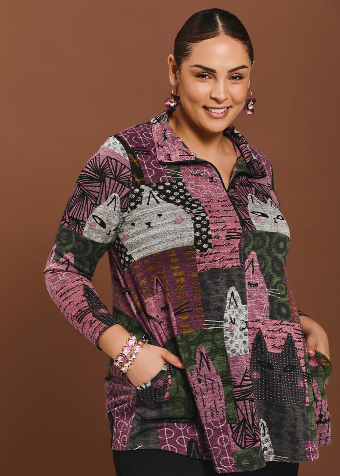 Kiki Kat Zip Collar Snug Tunic, , hi-res