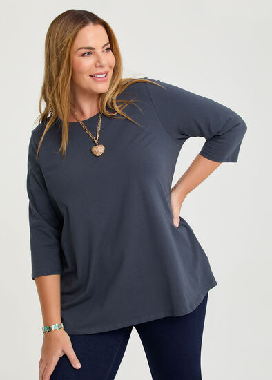 Plus Size Good Earth Australian Cotton 3/4 Sleeve T-Shirt