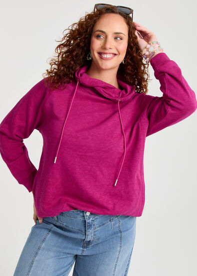 Plus Size Drawstring Collar Sweat