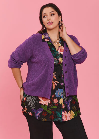 Plus Size Haven V-neck Cotton Linen Cardigan