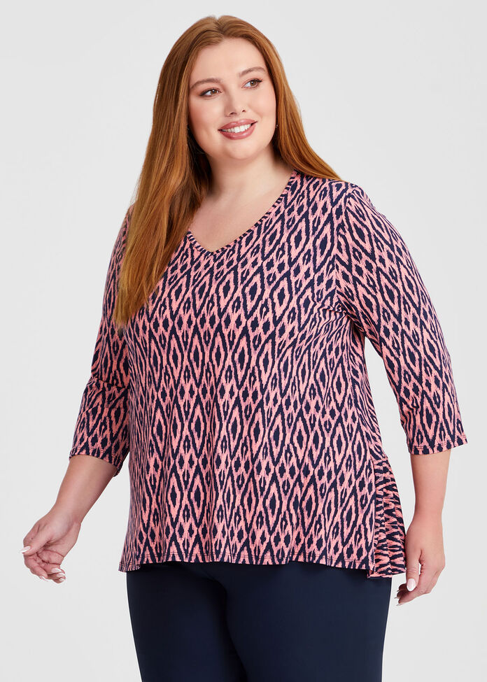 Ikat Peplum Luna Top, , hi-res