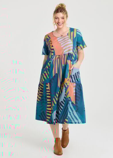 Plus Size Cotton Pocket Midi Dress