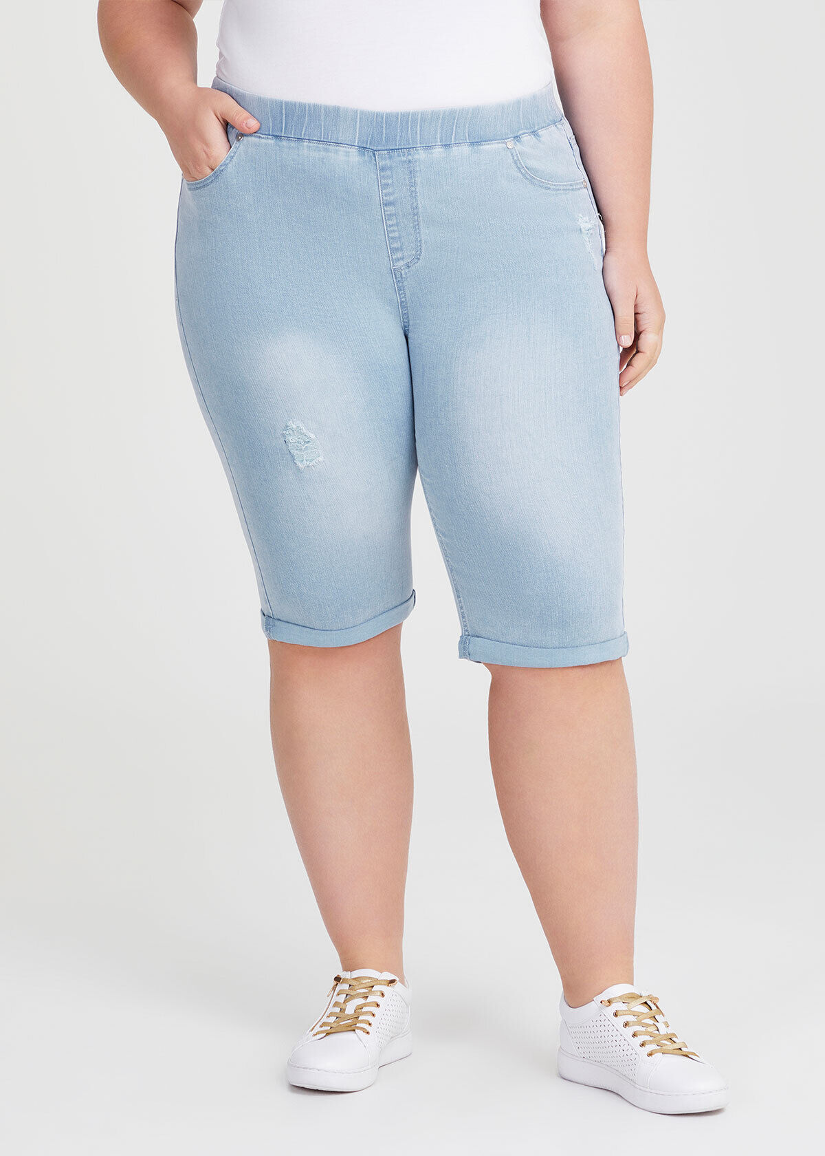 Denim cuffed shorts clearance