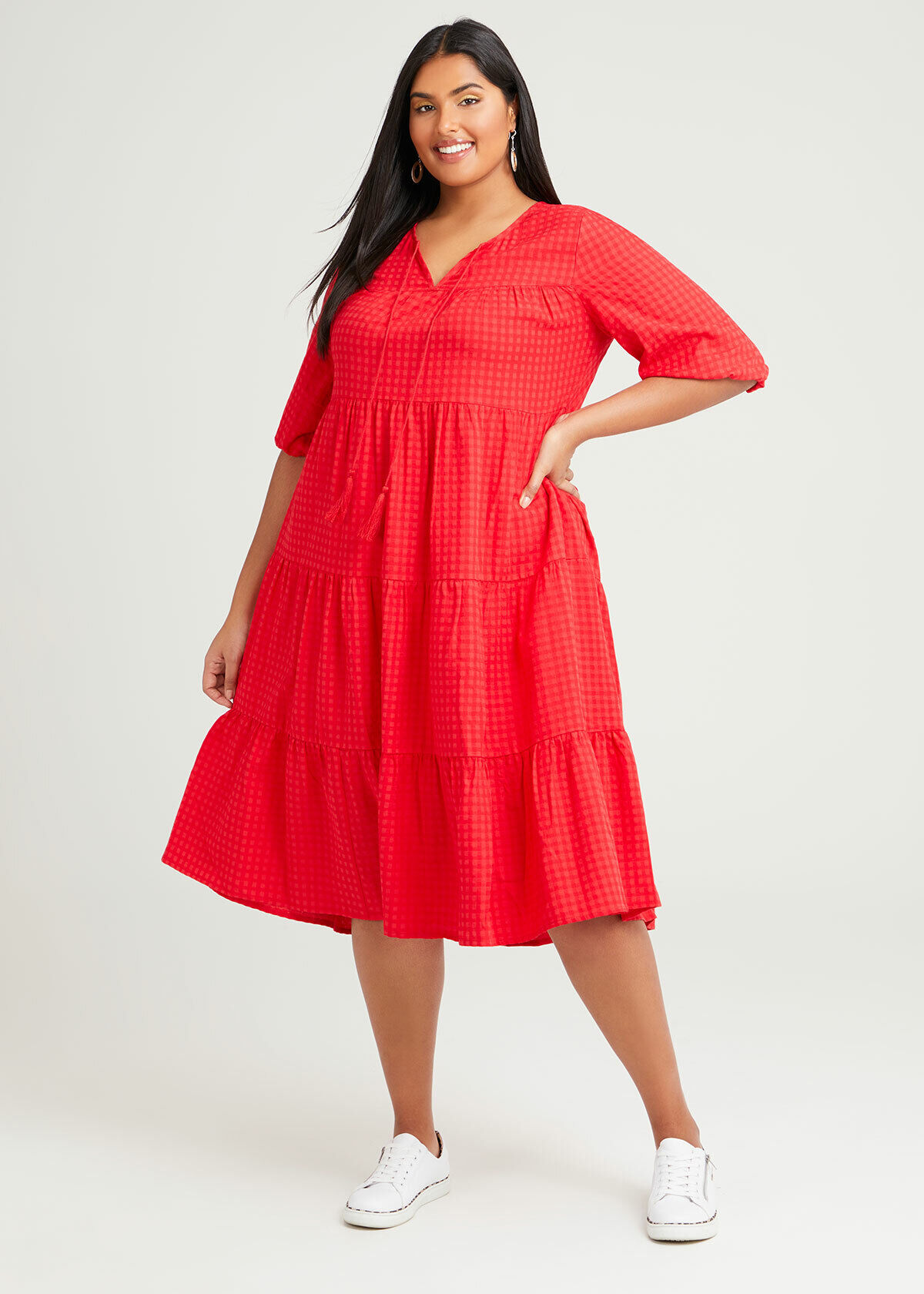 red gingham dress plus size