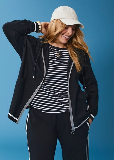 Plus Size Cotton Stripe 3/4 Top