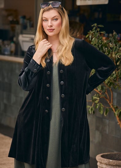 Plus Size Velour Military Jacket