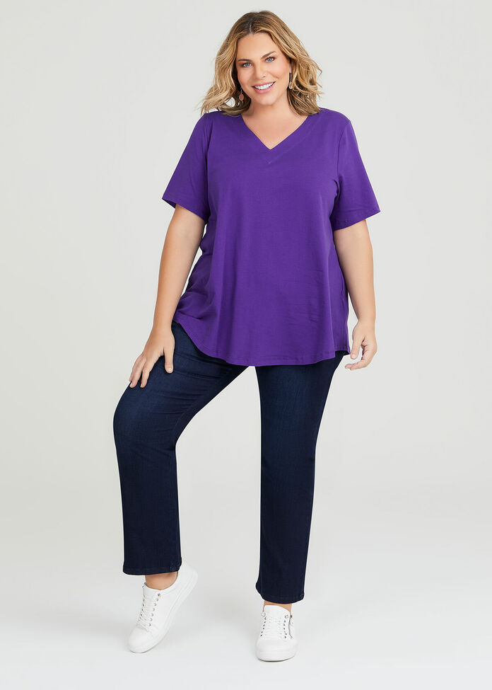 Organic V-neck Swing Basic Tee, , hi-res