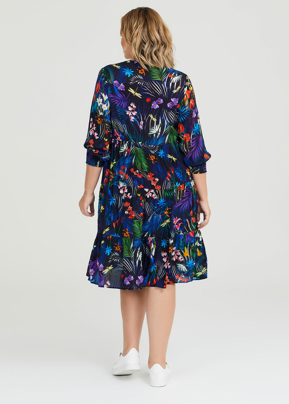 Shop Plus Size Natural Dark Tropical Dress in Multi Taking Shape AU