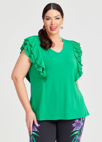 Plus Size Pleated Sleeve Party Top