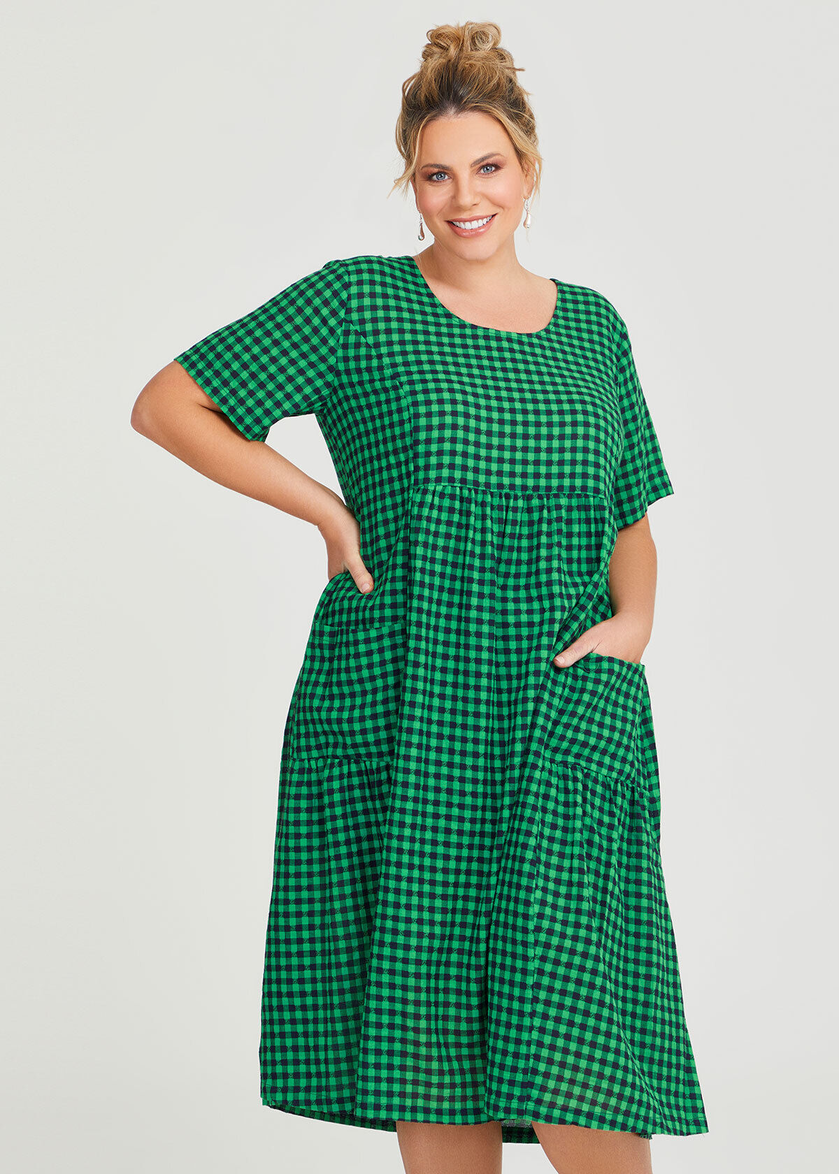 Plus size gingham dress sale
