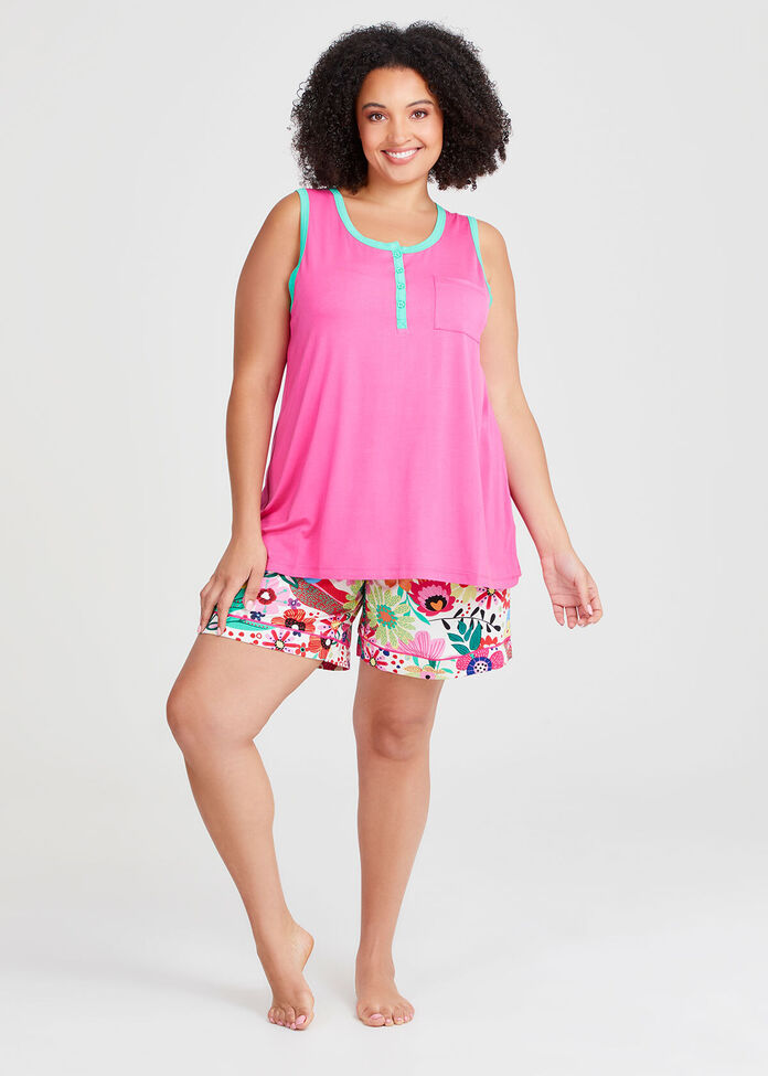 Bamboo Henley Pyjama Tank, , hi-res