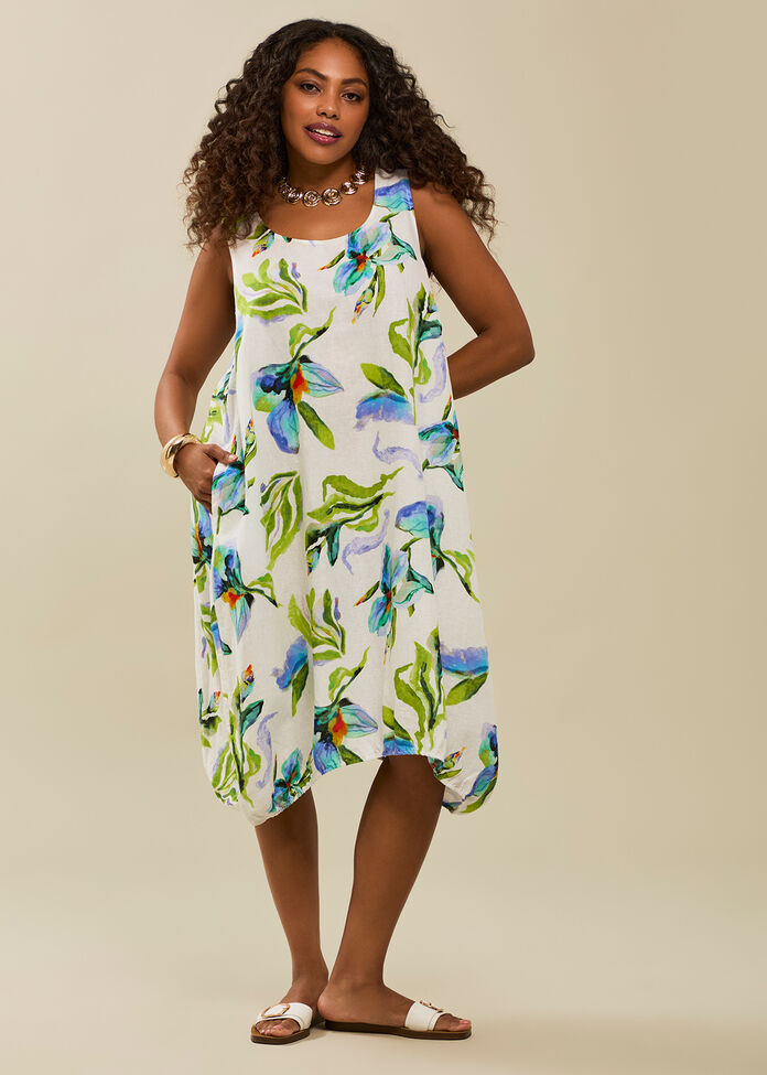 Linen Blend Mystic Midi Dress, , hi-res