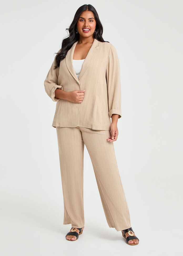 Bienne Natural Pinstripe Blazer, , hi-res