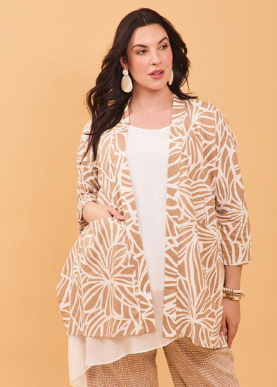 Plus Size Drape Linen Bamboo Cardigan