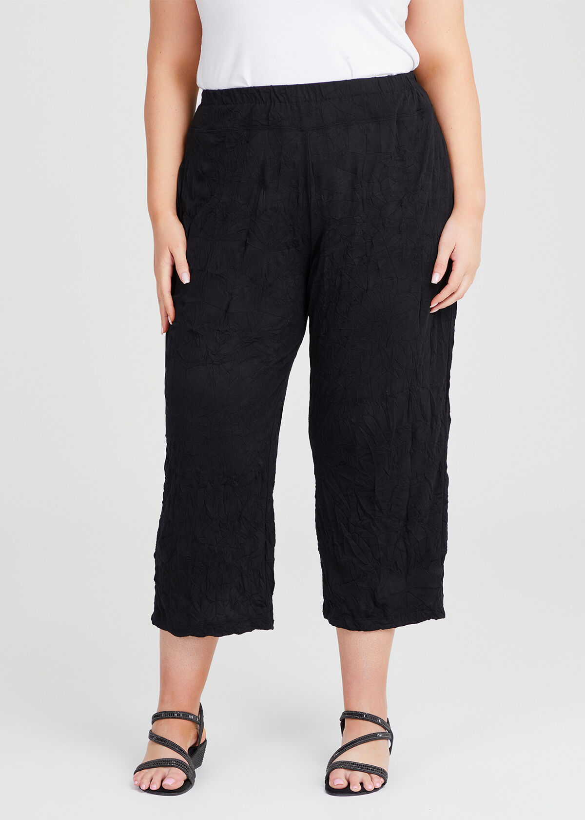 Shop Plus Size Crushed Knit Seeker Crop Pant in Black Taking Shape AU