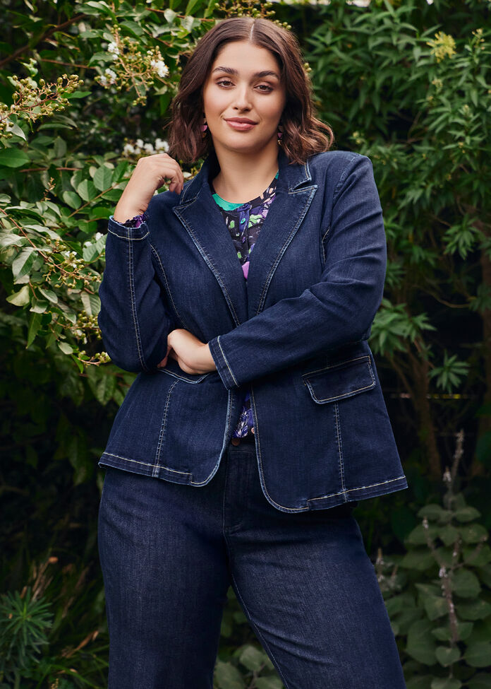 Organic Cotton Denim Blazer, , hi-res