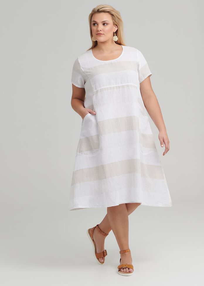 Felice Stripe Linen Dress, , hi-res