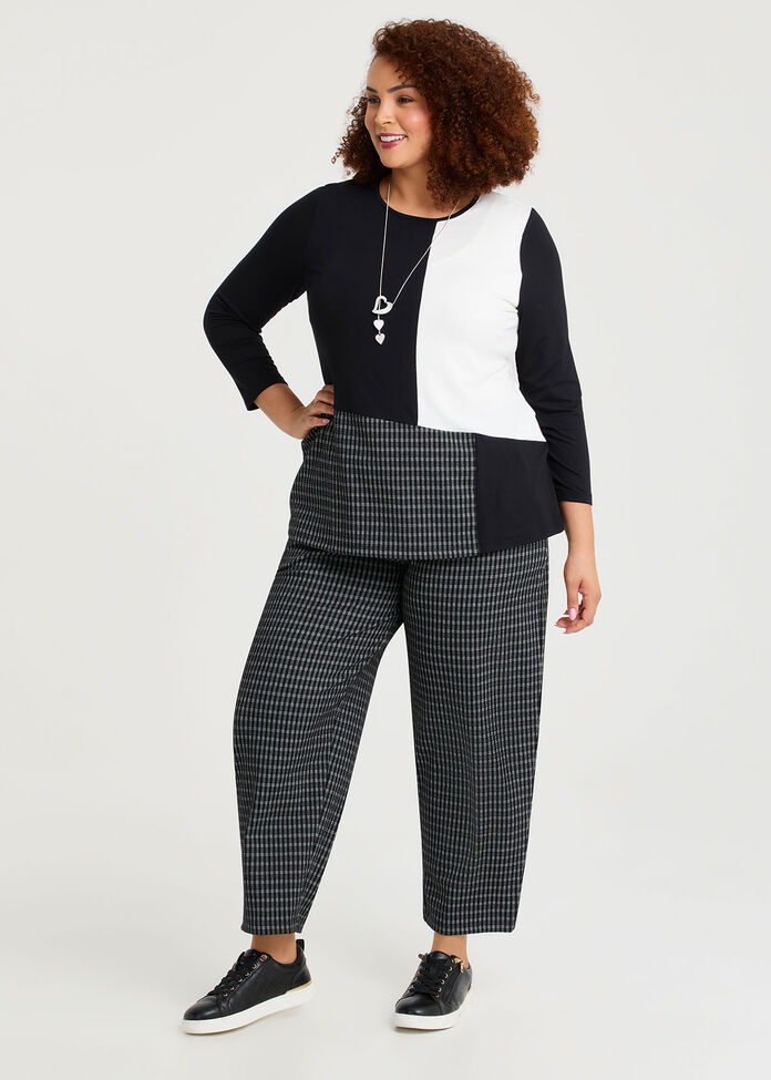 Bamboo Knit Plaid Top, , hi-res