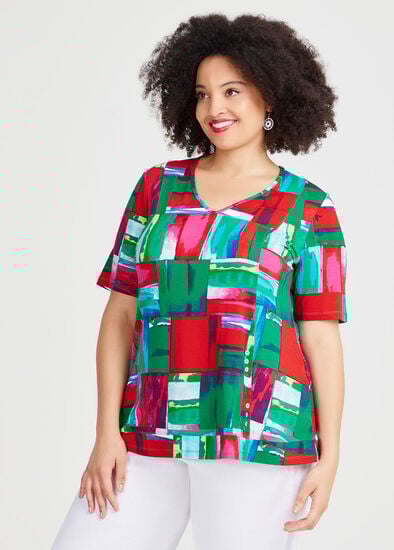 Plus Size Natural Abstract Top