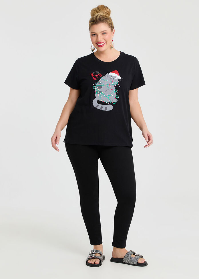 Cotton Cat Xmas T-shirt, , hi-res