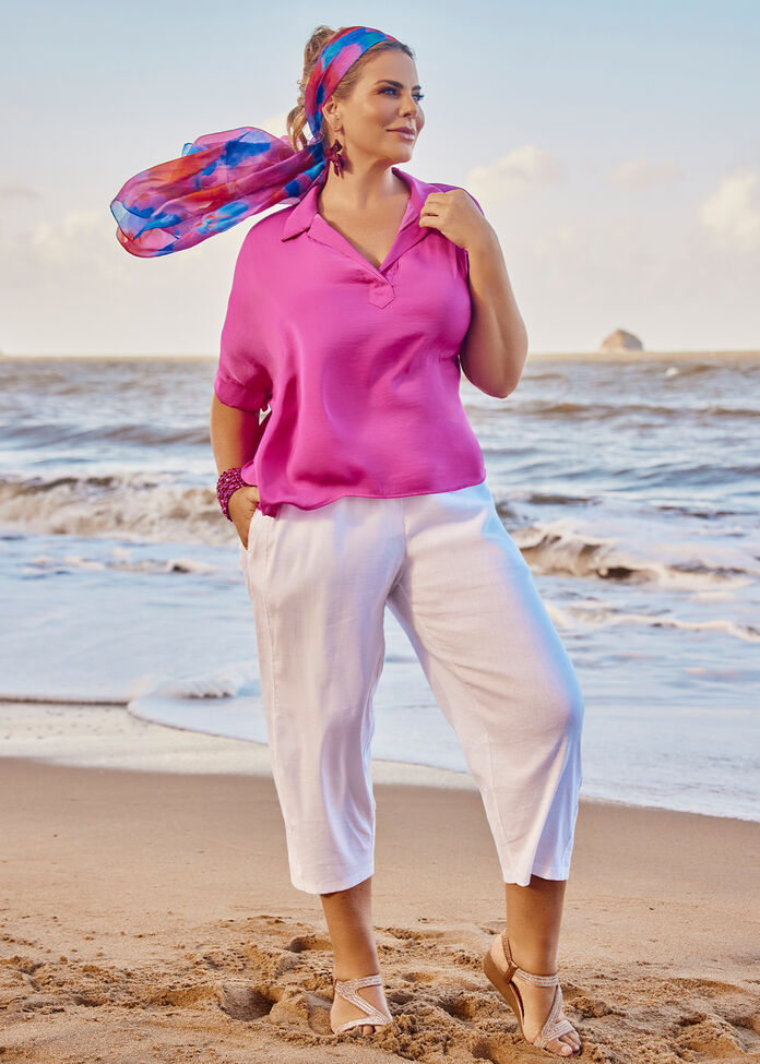 Petite Stretch Linen Esme Pant, , hi-res