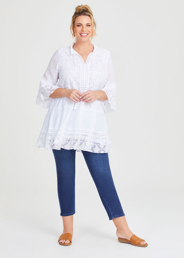 Natural Lace Detail Tunic, , hi-res