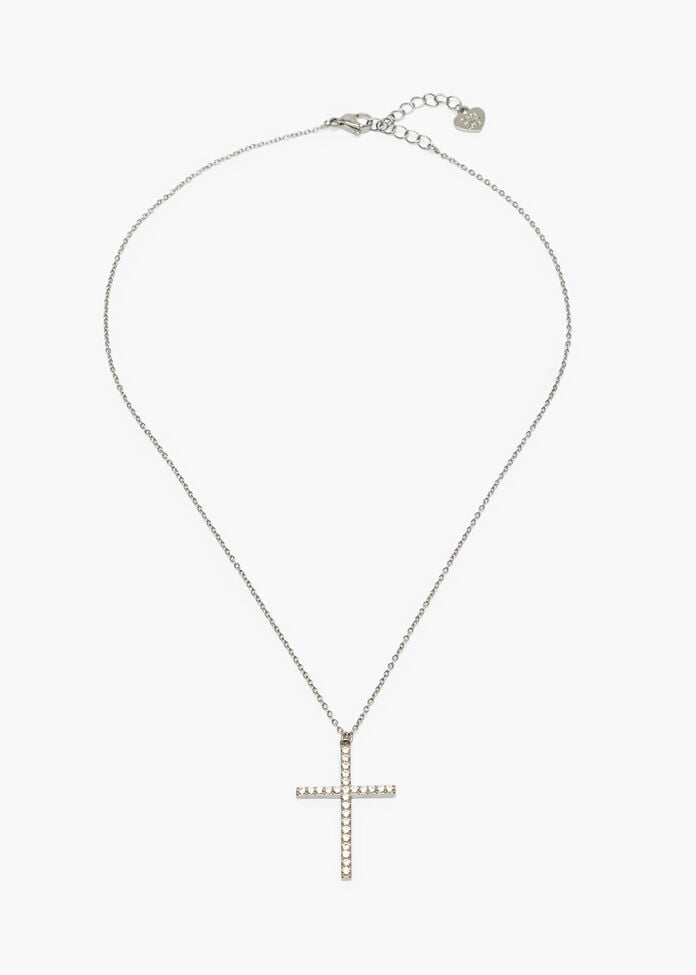 Diamante Cross Necklace, , hi-res