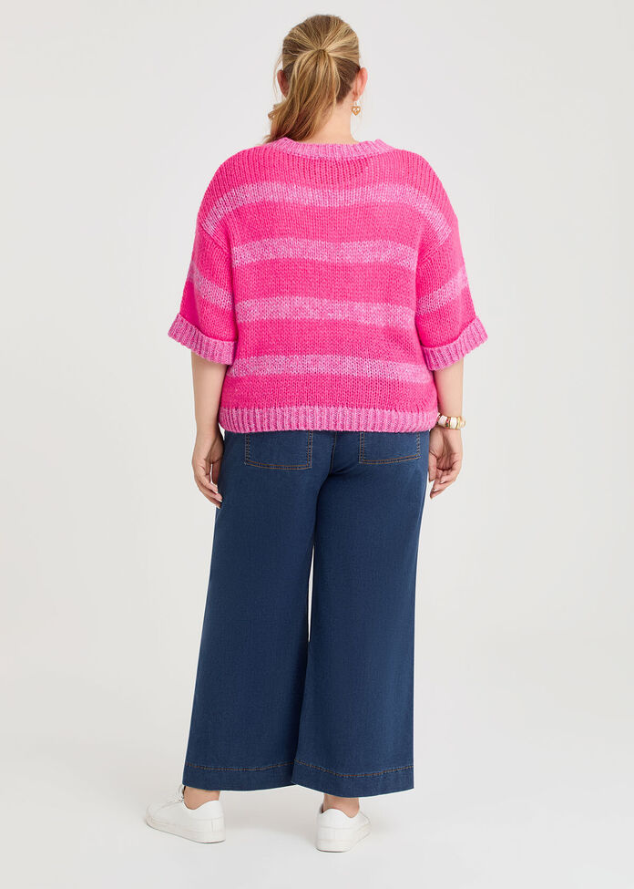 Neon Stripe Oversized Knit Jumper, , hi-res