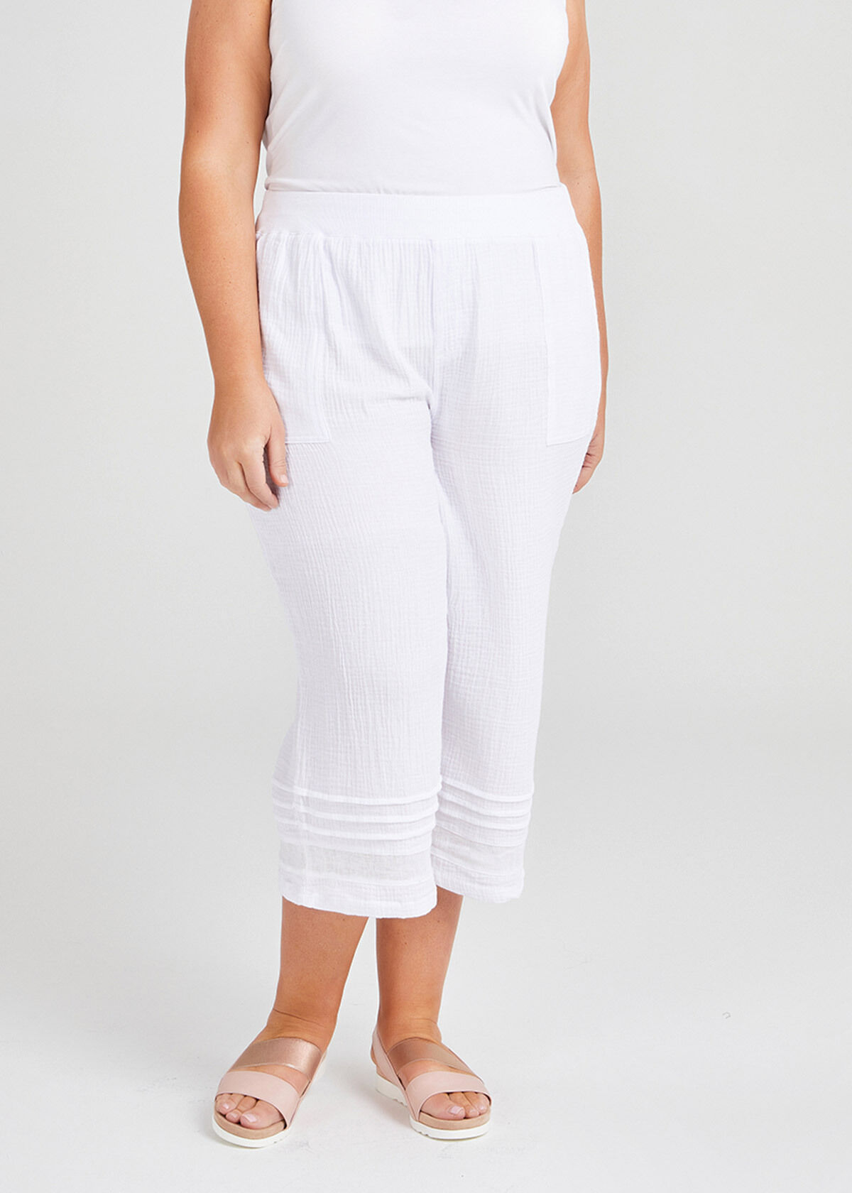 Plus size white crop pants new arrivals